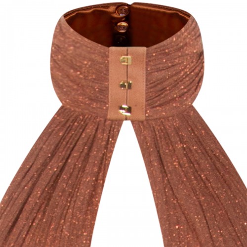 BROWN LAME JERSEY DRESS