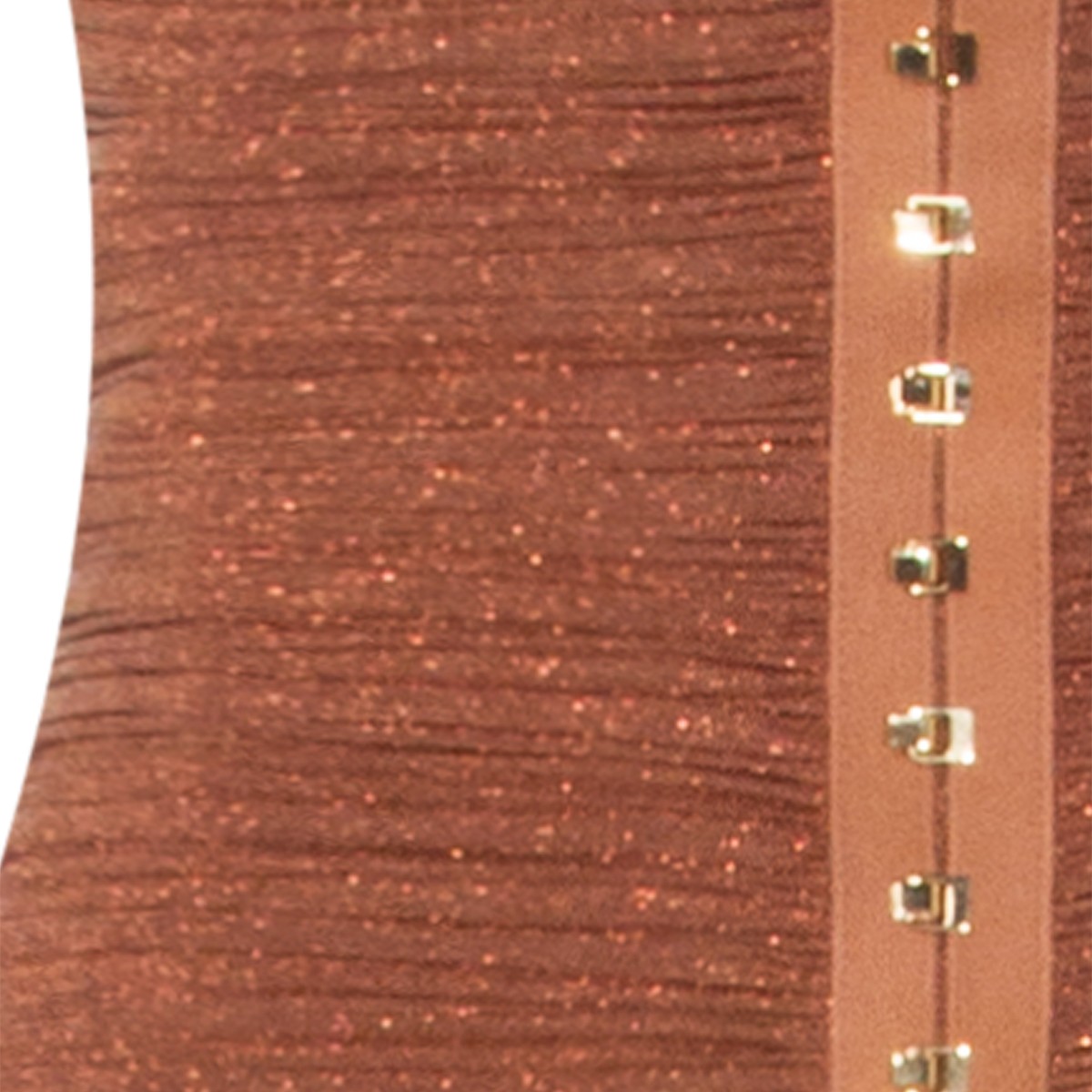 BROWN LAME JERSEY DRESS