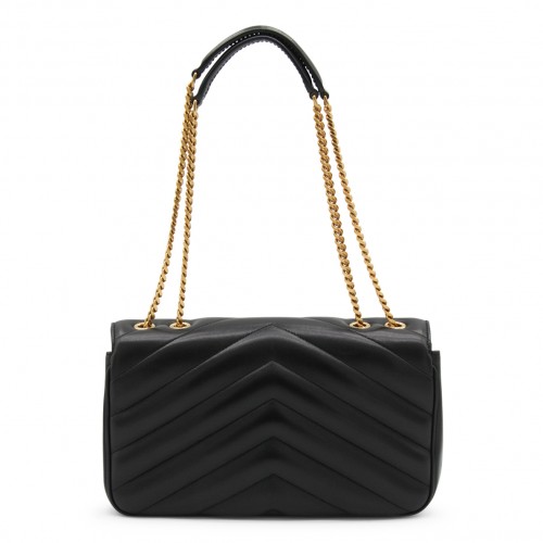 BLACK LEATHER LOULOU SHOULDER BAG