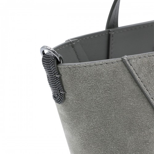 GREY LEATHER TOTE