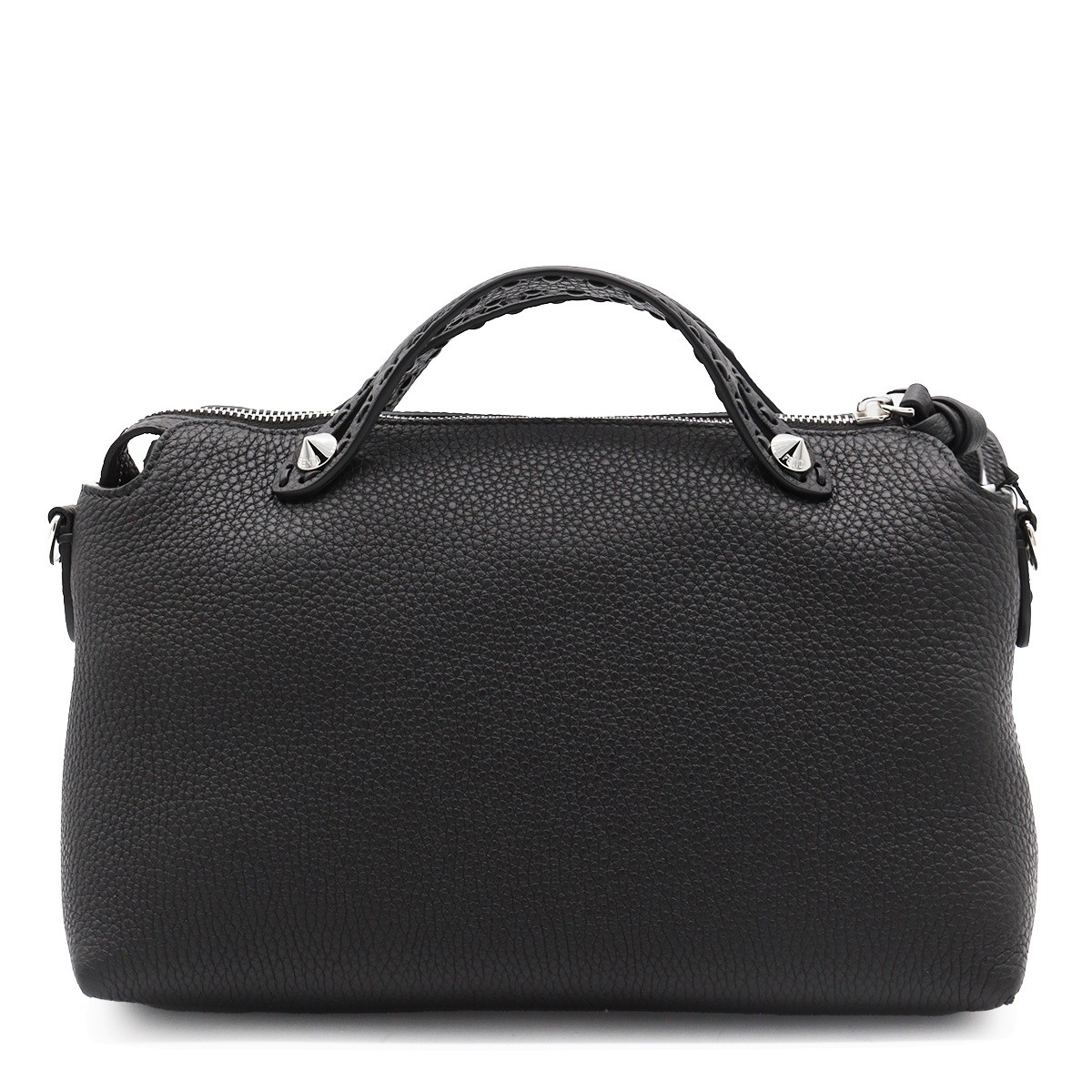 BLACK LEATHER TOP HANDLE BAG