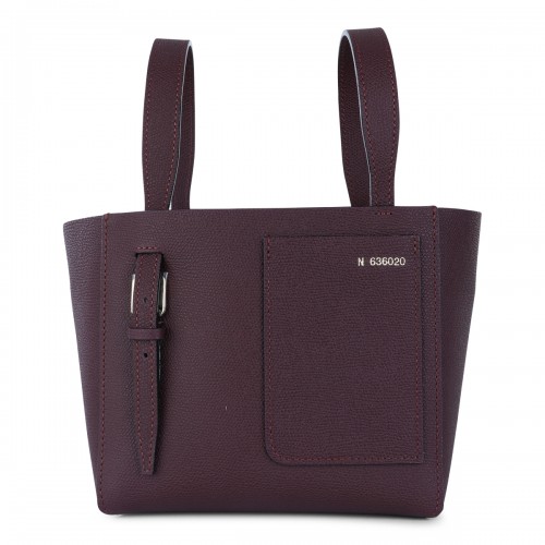 DARK PURPLE LEATHER BUCKET MINI TOTE