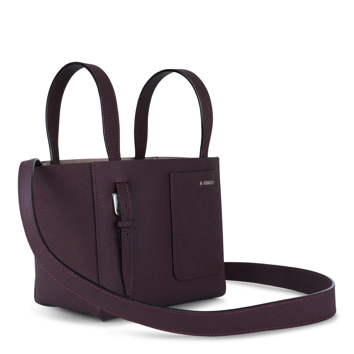 DARK PURPLE LEATHER BUCKET MINI TOTE