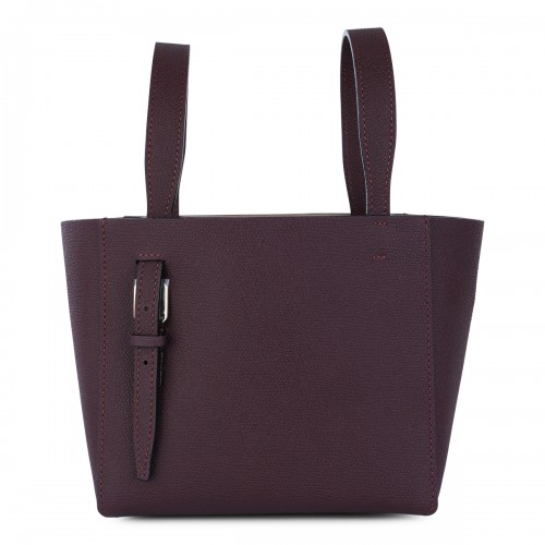 DARK PURPLE LEATHER BUCKET MINI TOTE