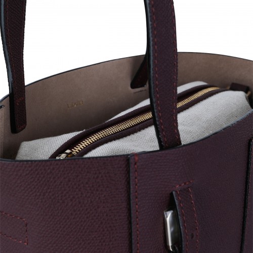 DARK PURPLE LEATHER BUCKET MINI TOTE
