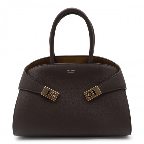 DARK BROWN LEATHER HUG S TOP HANDLE BAG
