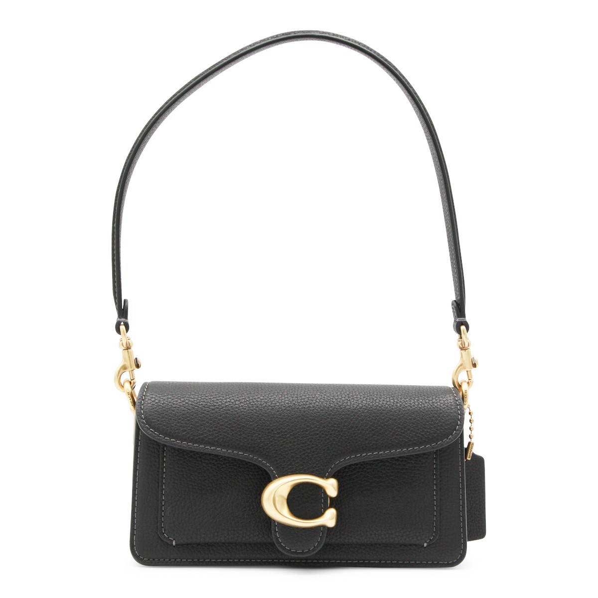 BLACK LEATHER TABBY SHOULDER BAG