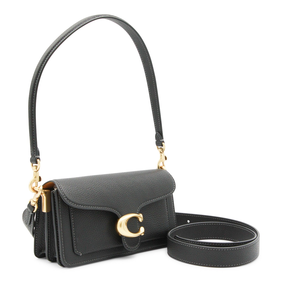 BLACK LEATHER TABBY SHOULDER BAG