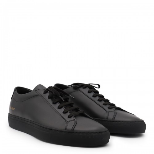 BLACK LEATHER ACHILLE LOW... 2