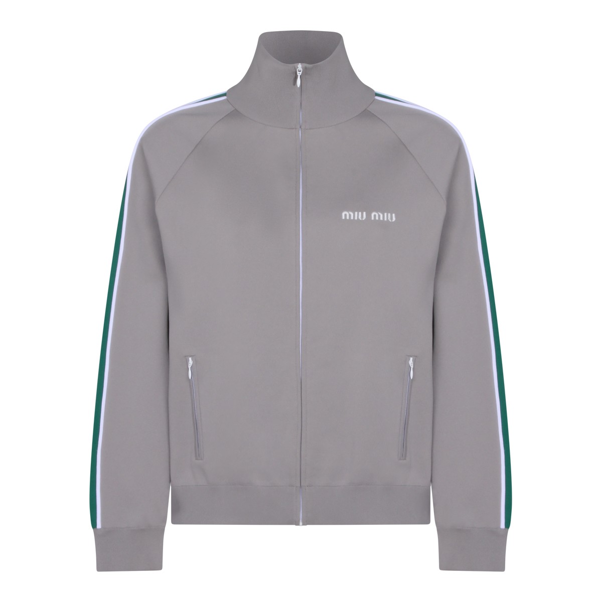 GREY AND GREEN COTTON SWEATSHIRT