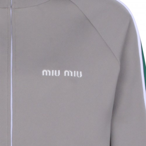 GREY AND GREEN COTTON SWEATSHIRT