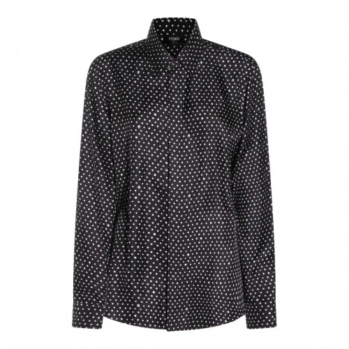 BLACK AND WHITE SILK SHIRT