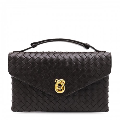 DARK BROWN LEATHER KNOT LOCK BAG