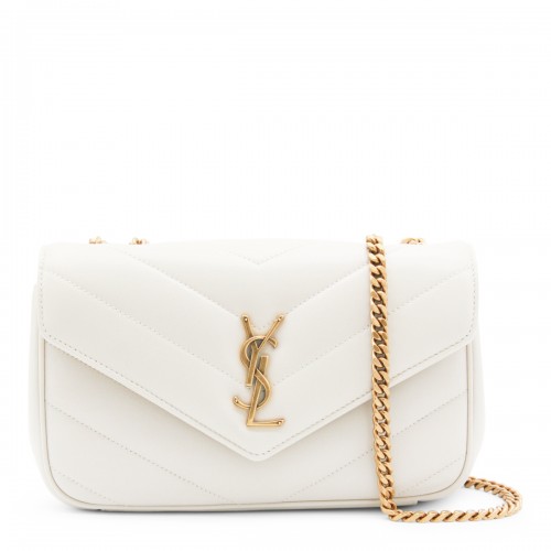 WHITE LEATHER LOULOU SHOULDER BAG