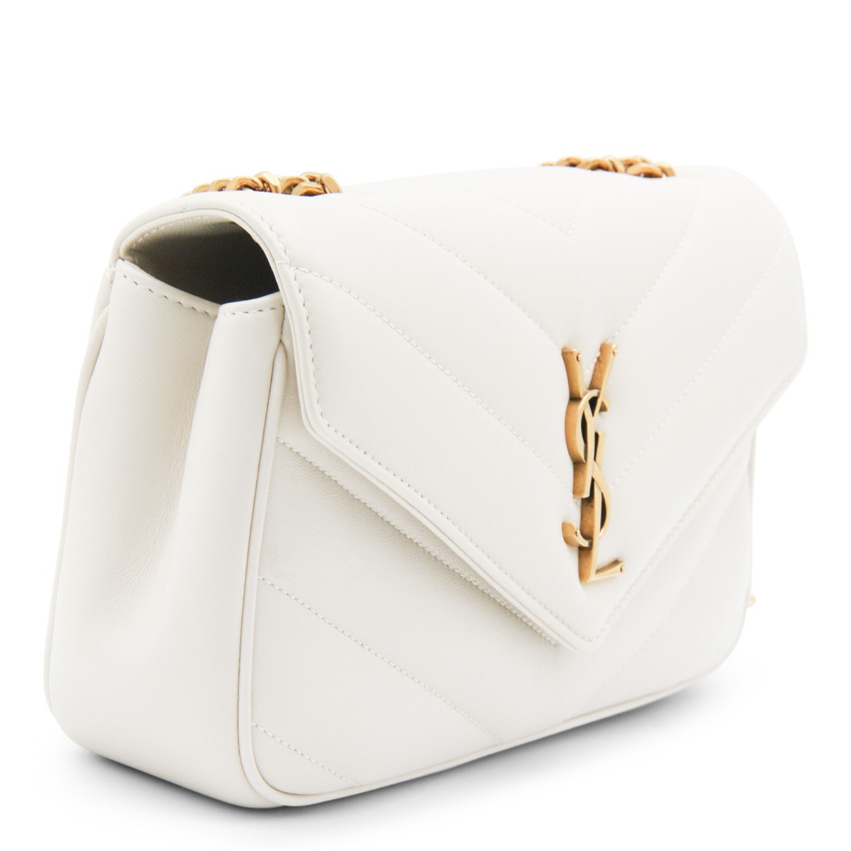 WHITE LEATHER LOULOU SHOULDER BAG