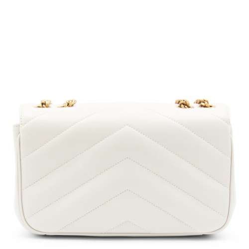 WHITE LEATHER LOULOU SHOULDER BAG