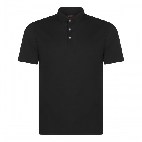 BLACK COTTON POLO SHIRT
