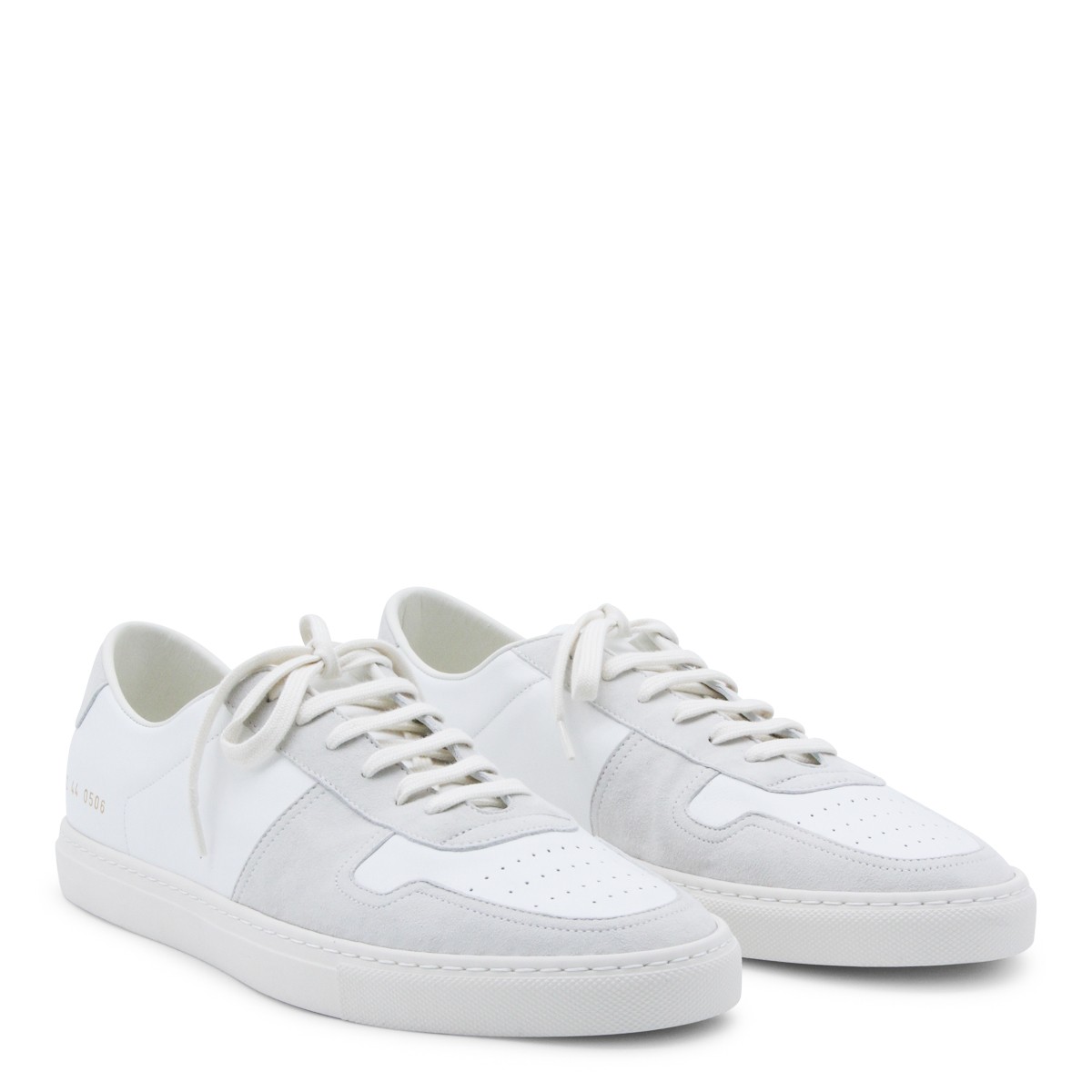 WHITE AND GREY LEATHER SNEAKERS