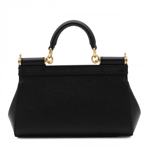 BLACK LEATHER SICILY SMALL TOP HANDLE BAG
