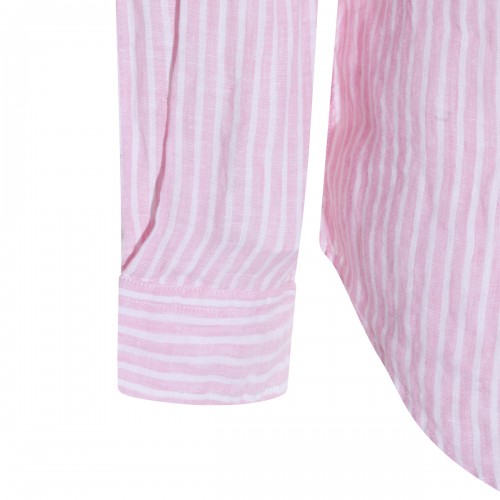 PINK WHITE LINEN SHIRT