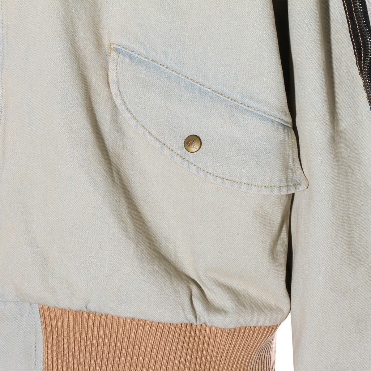 LIGHT BLUE AND BEIGE COTTON DENIM JACKET