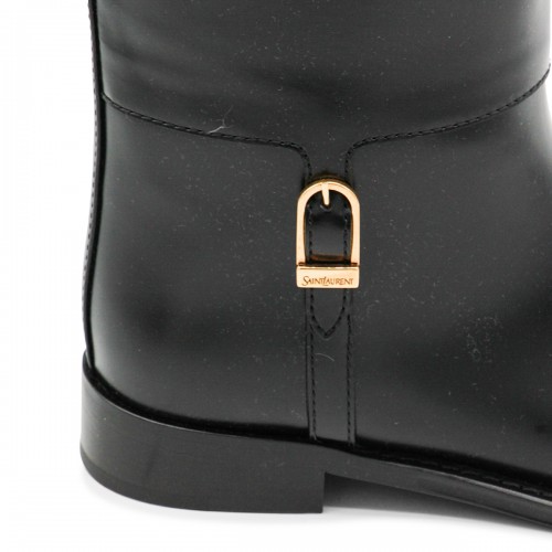 BLACK LEATHER HORNY BOOTS