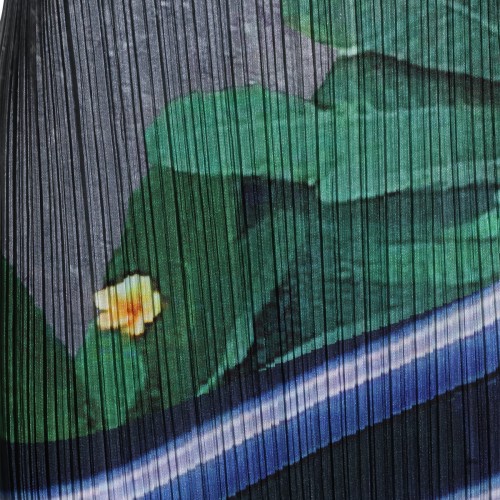 GRAY AND NAVY PLEATED DRESS