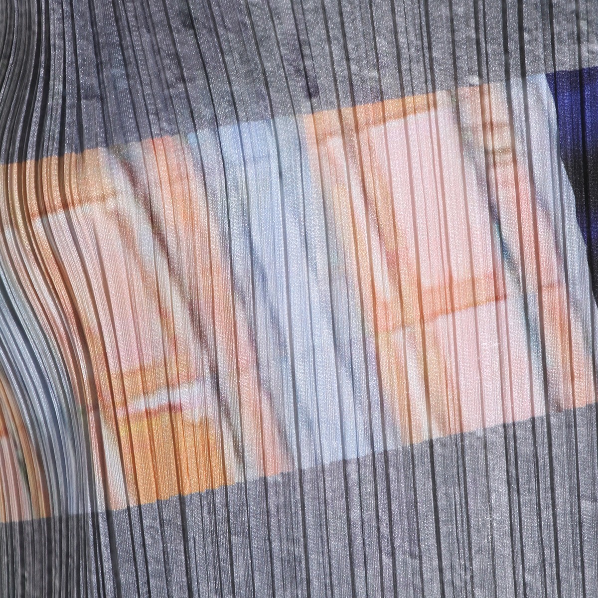 GRAY AND NAVY PLEATED DRESS