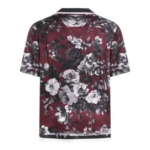 BORDEAUX AND BLACK SILK SHIRT