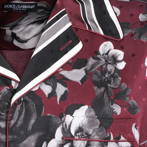 BORDEAUX AND BLACK SILK SHIRT