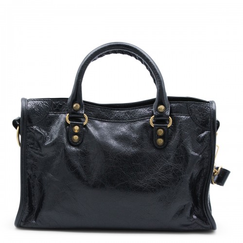 BLACK LEATHER CITY S TOP HANDLE BAG