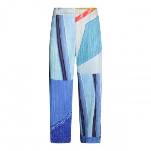 BLUE AND YELLOW PLEATED PANT