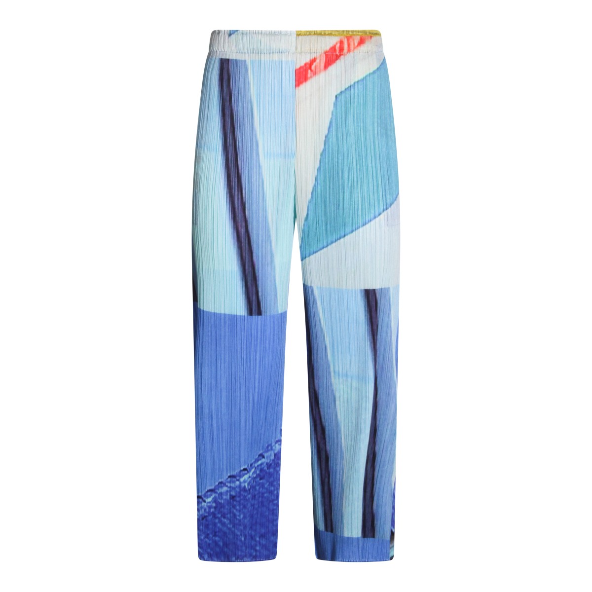 BLUE AND YELLOW PLEATED PANT