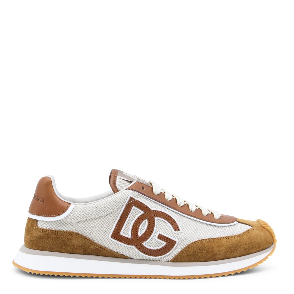 BEIGE AND BROWN LEATHER SNEAKERS