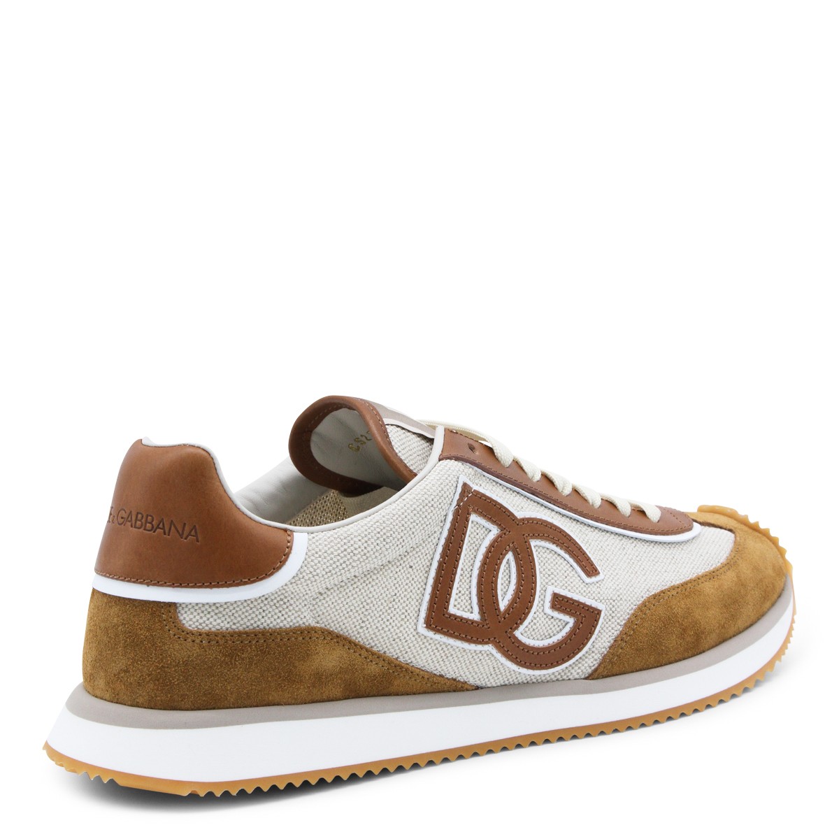 BEIGE AND BROWN LEATHER SNEAKERS