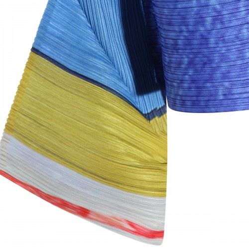 BLUE AND YELLOW PLEATED TOP