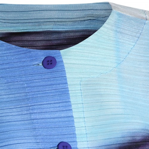 BLUE AND YELLOW PLEATED TOP
