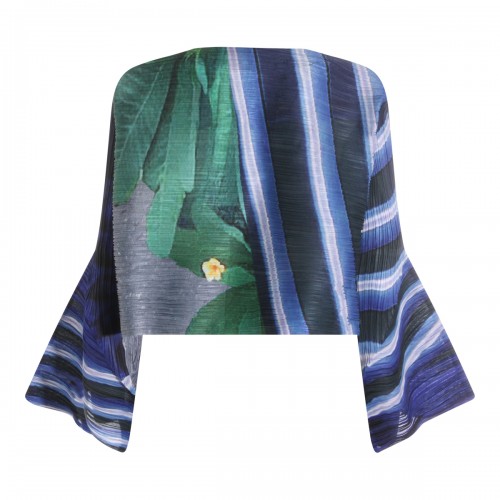 GRAY AND NAVY PLEATED TOP