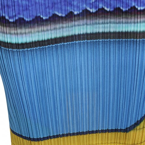 BLUE AND YELLOW PLEATED DRESS
