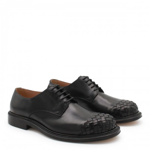 BLACK LEATHER LACE UP SHOES