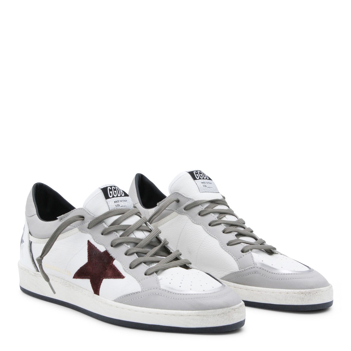 WHITE AND BORDEAUX LEATHER BALLSTAR...