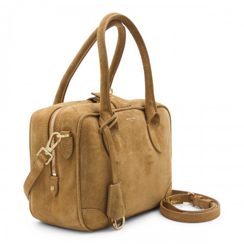 CAMEL LEATHER TOP HANDLE BAG
