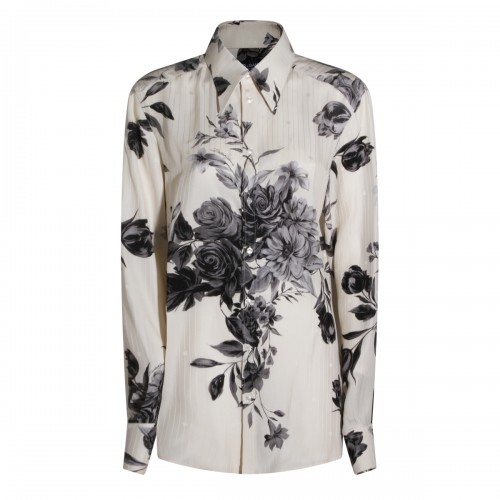 BLACK AND WHITE SILK SHIRT