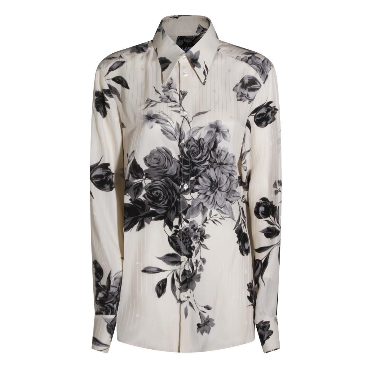 BLACK AND WHITE SILK SHIRT