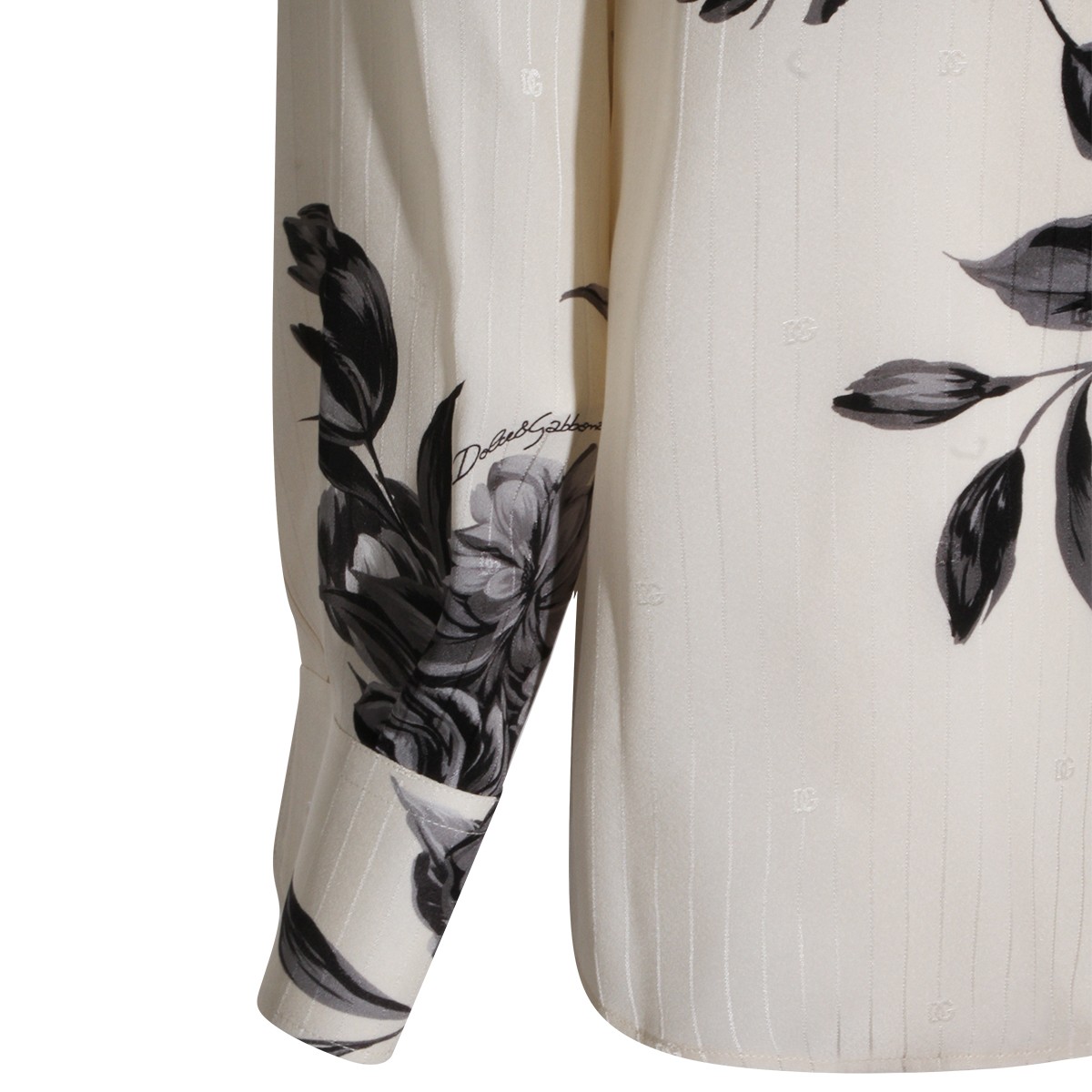 BLACK AND WHITE SILK SHIRT