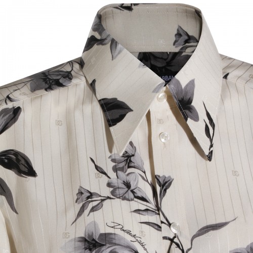 BLACK AND WHITE SILK SHIRT