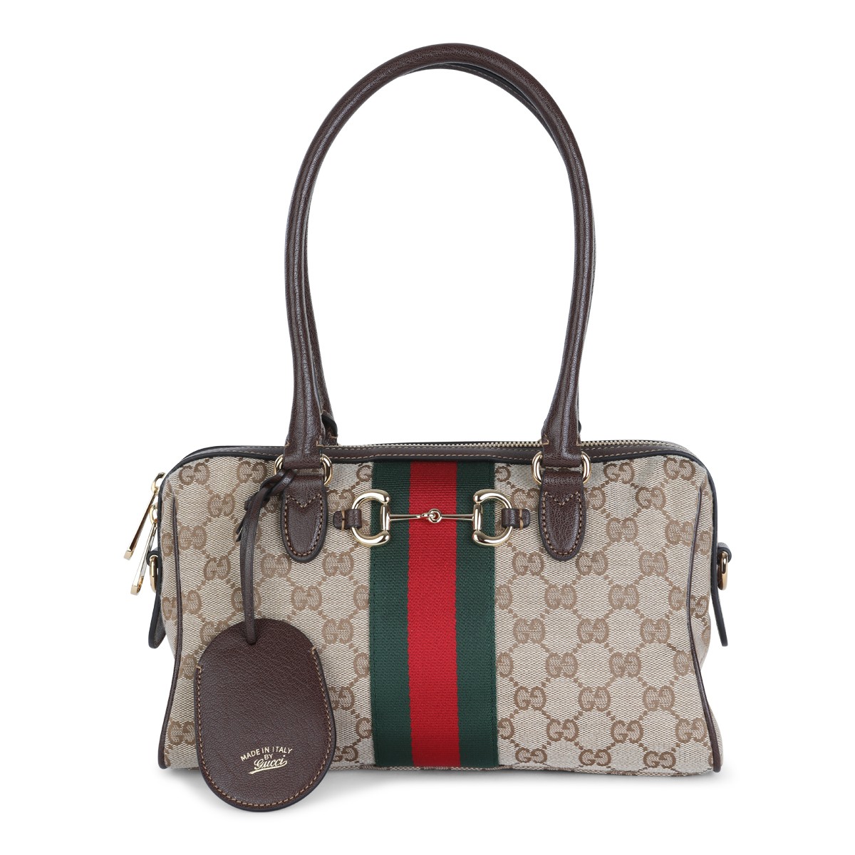 BEIGE HORSBIT WEB SMALL TOP HANDLE BAG