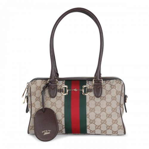 BEIGE HORSBIT WEB SMALL TOP HANDLE BAG