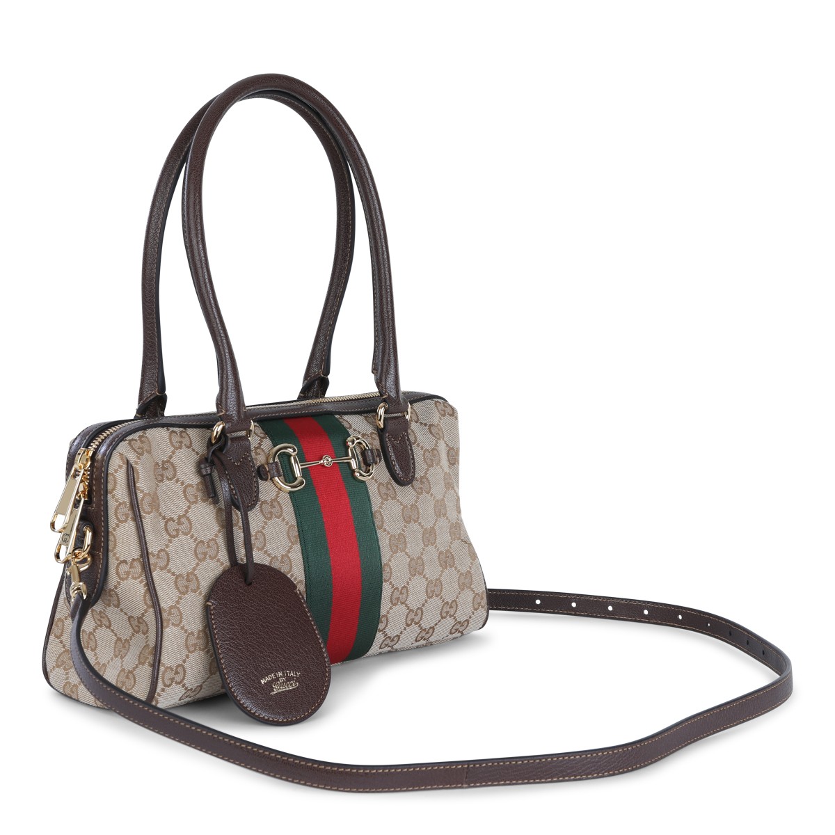 BEIGE HORSBIT WEB SMALL TOP HANDLE BAG