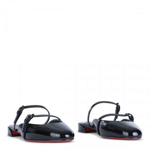 BLACK LEATHER JANE NINA FLAT PATENT